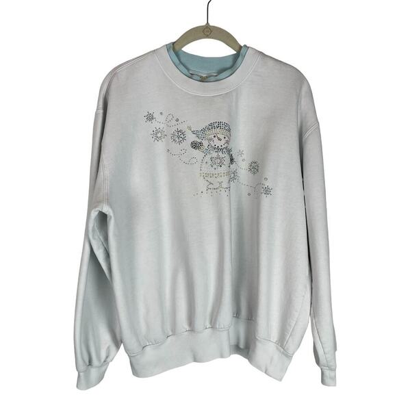 Vintage beaded Snowman sweatshirt double collar - Picture 1 of 9